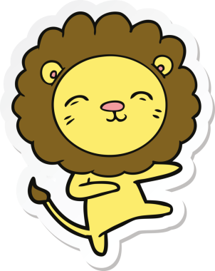 Bir insan tarafından çizilmiş karikatür aslanının çıkartması.