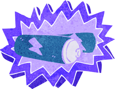 Bir insan tarafından çizilmiş karikatür pilleri.