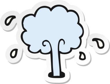 Bir insan tarafından çizilmiş su püskürten bir çizgi filmin çıkartması.