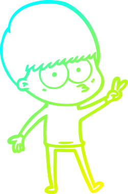 Bir insan tarafından çizilmiş gergin bir çizgi film çocuğu çizimi.