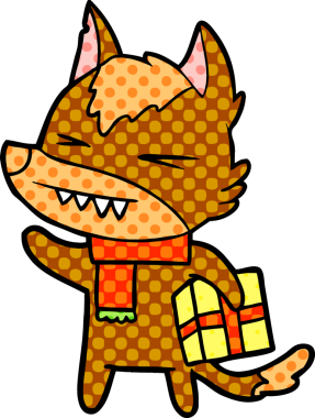 Bir insan tarafından çizilmiş tilki çizgi film karakteri