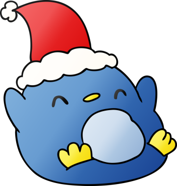 Bir insan tarafından çizilmiş Kawaii pengueninin el çizimi gradyanı.