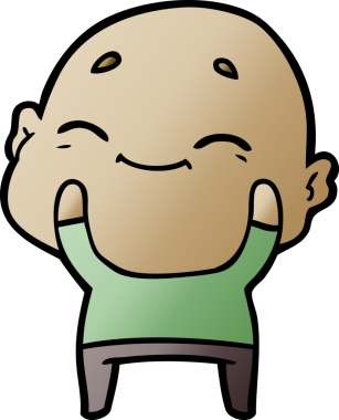 Bir insan tarafından çizilmiş mutlu kel adam çizgi filmi.