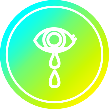 Ağlayan göz yuvarlak simgesi ve bir insan tarafından çizilen havalı gradyan bitiş.