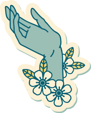 Bir insan tarafından çizilmiş geleneksel bir el dövmesi çıkartması.