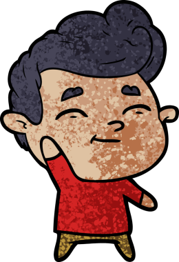 Bir insan tarafından çizilmiş mutlu çizgi film adamı.