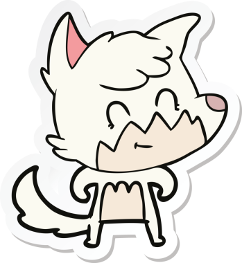 Bir insan tarafından çizilmiş bir çizgi film tilkisinin çıkartması.