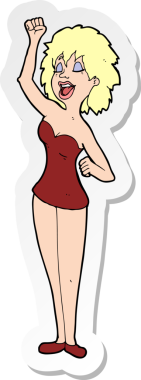 Bir insan tarafından çizilmiş dans eden bir kadının çıkartması.