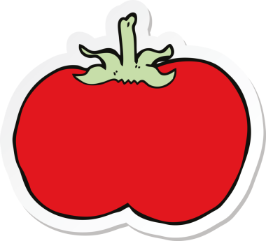 Bir insan tarafından çizilmiş bir domates etiketi.