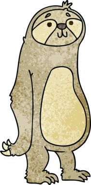 Bir insan tarafından çizilmiş garip bir çizgi film tembel hayvanı.