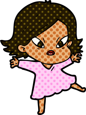 Çizgi film bir insan tarafından çizilmiş stresli kadın.