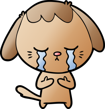 Bir insan tarafından çizilmiş ağlayan bir köpek.