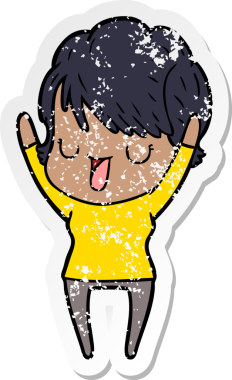 Bir insan tarafından çizilmiş karikatür kadının sıkıntılı çıkartması.