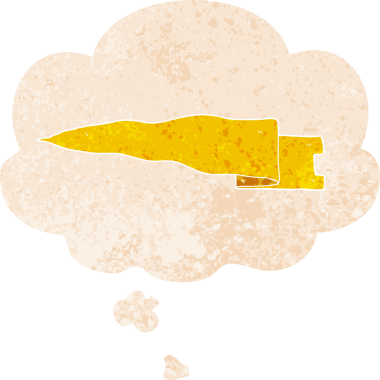 Düşünce baloncuğu ve grunge ile çizgi film el sallama bir insan tarafından çizilmiş sıkıntılı retro desen tarzı