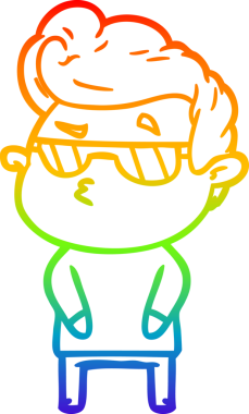 Gökkuşağı gradyan çizimi. Bir insan tarafından çizilmiş havalı bir adamın çizimi.