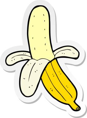 Bir insan tarafından çizilmiş soyulmuş muz etiketi.