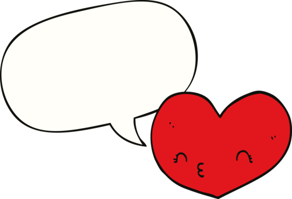 bir insan tarafından çizilmiş bir konuşma baloncuğu ile kalbi sevmek