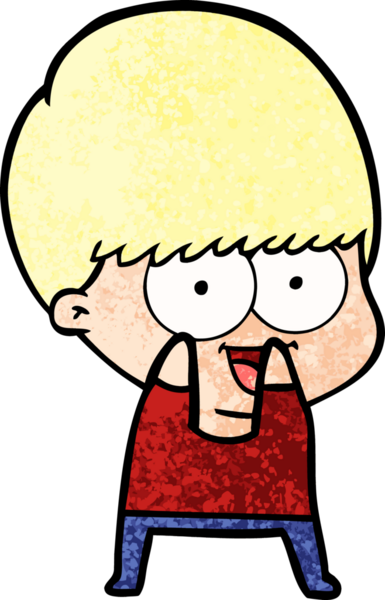 Bir insan tarafından çizilmiş mutlu çizgi film çocuğu.