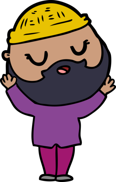 Bir insan tarafından çizilmiş sakallı bir çizgi film adamı.