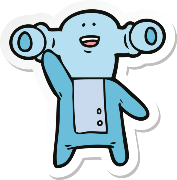 Bir insan tarafından çizilmiş dost canlısı uzaylı çizgi filminin çıkartması.