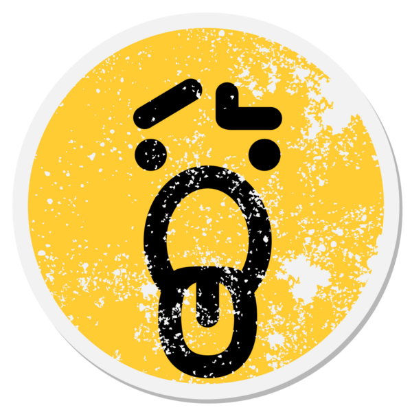 Yorgun, kafası karışmış bir insan tarafından çizilmiş dairesel etiket.