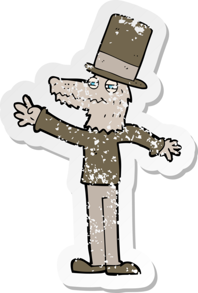 Bir insan tarafından çizilmiş şapka takan bir kurt adamın gerilimli çıkartması.