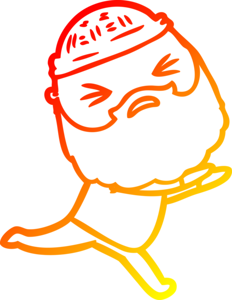 Bir insan tarafından çizilmiş sakallı bir çizgi film karakteri.