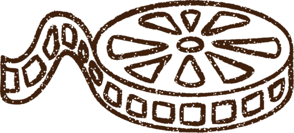 Bir insan tarafından çizilmiş film makarası karakalem çizimi