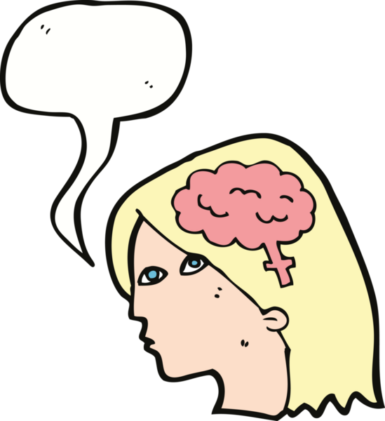 Bir insan tarafından çizilmiş beyin sembollü çizgi kadın kafası.