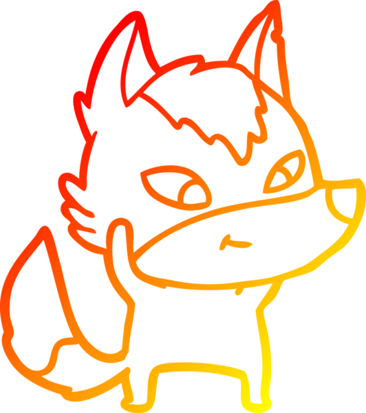 Bir insan tarafından çizilmiş dost canlısı bir kurt çizgi çizimi.