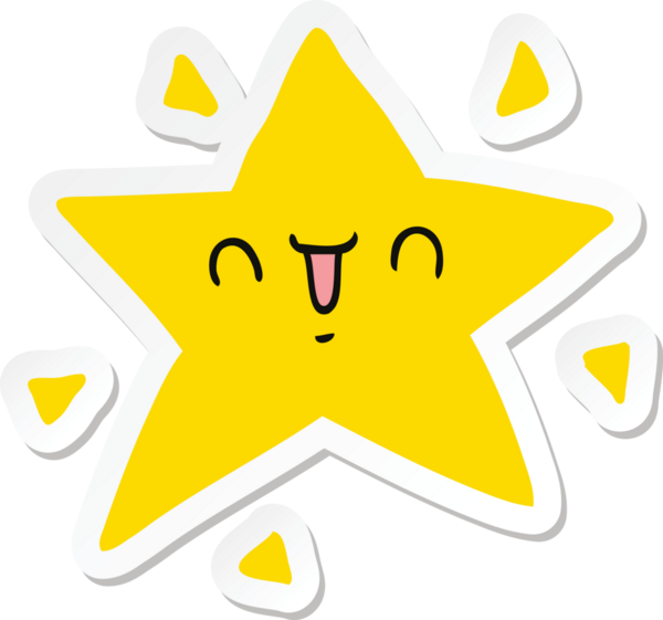 Bir insan tarafından çizilmiş mutlu bir yıldızın çıkartması.