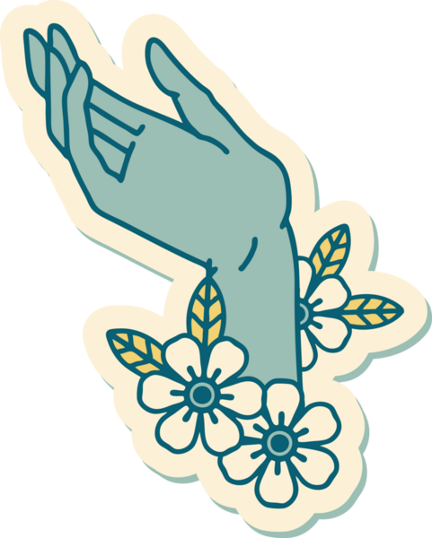 Bir insan tarafından çizilmiş geleneksel bir el dövmesi çıkartması.