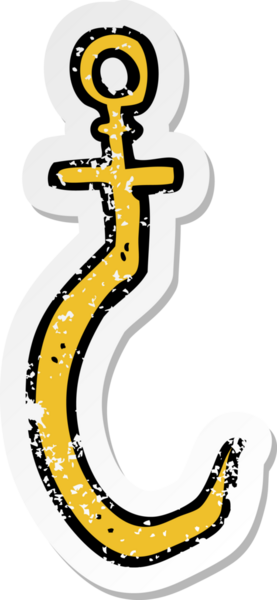 Bir insan tarafından çizilmiş karikatür balık kancasının sıkıntılı çıkartması.