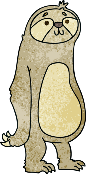 Bir insan tarafından çizilmiş garip bir çizgi film tembel hayvanı.