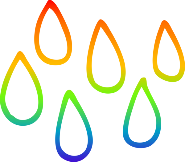 gökkuşağı gradyan çizgi çizimi bir insan tarafından çizilen yağmur damlaları