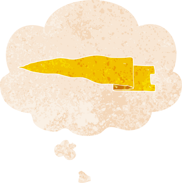 Düşünce baloncuğu ve grunge ile çizgi film el sallama bir insan tarafından çizilmiş sıkıntılı retro desen tarzı