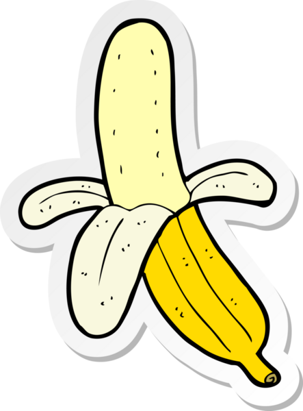 Bir insan tarafından çizilmiş soyulmuş muz etiketi.