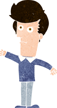 Bir insan tarafından çizilen karikatür adamı.