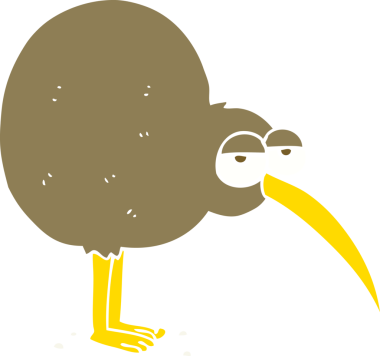 Bir insan tarafından çizilmiş kivinin düz renk çizimi