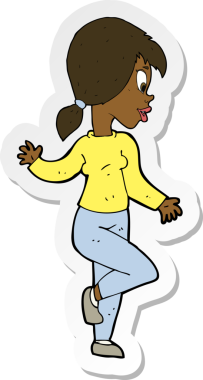 Bir insan tarafından çizilmiş bir karikatür kadının çıkartması.