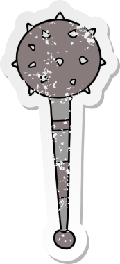 Bir insan tarafından çizilmiş bir ortaçağ topuzunun sıkıntılı çıkartması.