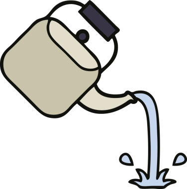 Bir insan tarafından çizilmiş tatlı bir çaydanlık karikatürü