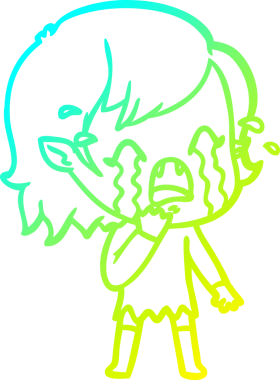 Bir insan tarafından çizilmiş ağlayan vampir kız çizgi filmi.