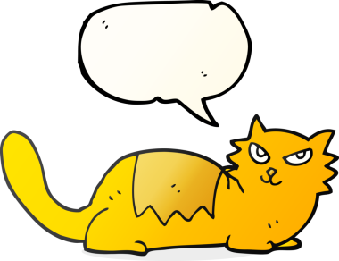 Bir insan tarafından çizilmiş serbest konuşma balonu çizgi film kedisi