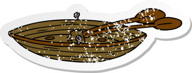 Bir insan tarafından çizilmiş ahşap bir teknenin çizilmiş karikatürü.