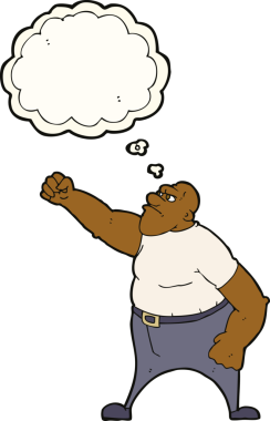 Bir insan tarafından çizilmiş düşünce baloncuğu olan kızgın bir adam.