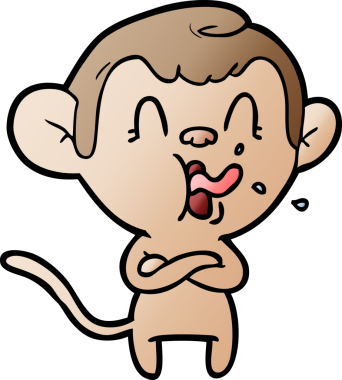 Bir insan tarafından çizilmiş çılgın çizgi film maymunu