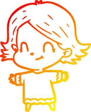 Bir insan tarafından çizilmiş, karikatür dostu bir kız çizimi.