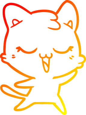 Bir insan tarafından çizilmiş mutlu çizgi film kedisinin sıcak çizgi çizgisi.