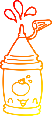 Bir insan tarafından çizilmiş ketçap şişesinin sıcak gradyan çizgisi